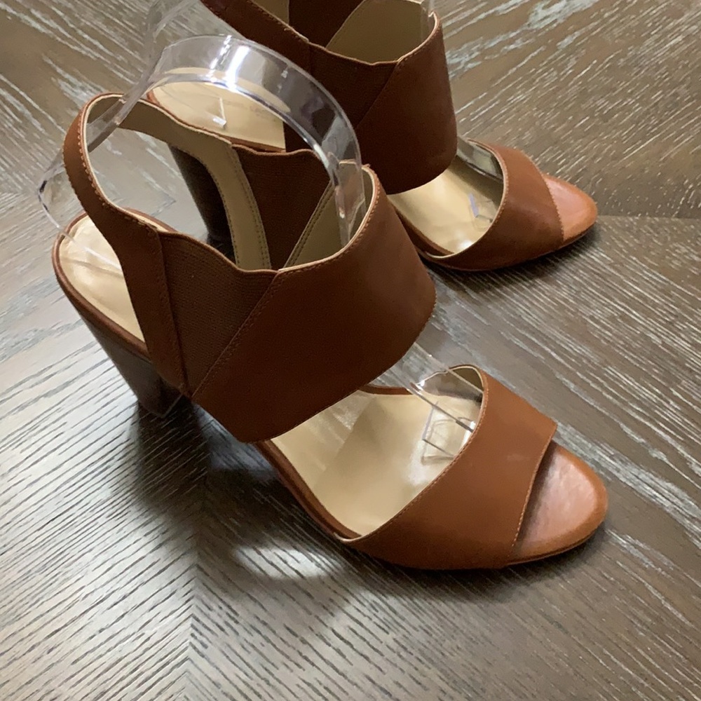 Karl Lagerfeld Paris Floquet brown strappy leather sandal heels Size 9.5M - Picture 10 of 17